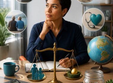 A professional considers salary and lifestyle choices while comparing savings, expenses, housing, transportation, and other financial priorities.