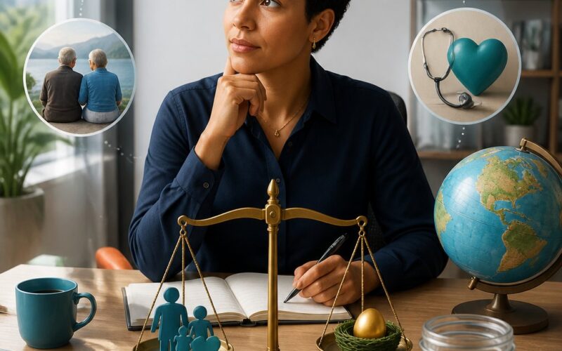 A professional considers salary and lifestyle choices while comparing savings, expenses, housing, transportation, and other financial priorities.